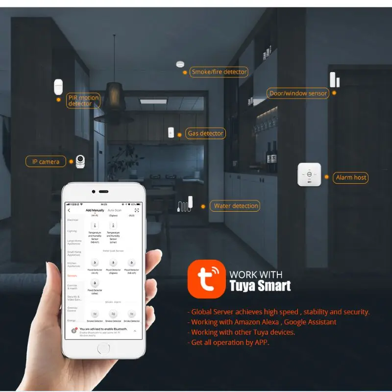 TYSH Tuya Home Alarm Water Leakage Alarm Independent WIFI Water Leak Sensor Detector Flood Alert Overflow Security Alarm System