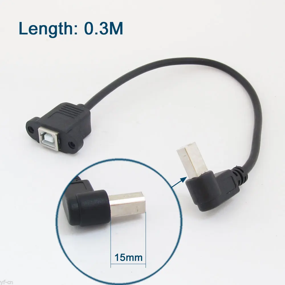 1pc 30cm Printer Scanner Extension B Cable Right Angle Male to Female Screw Lock