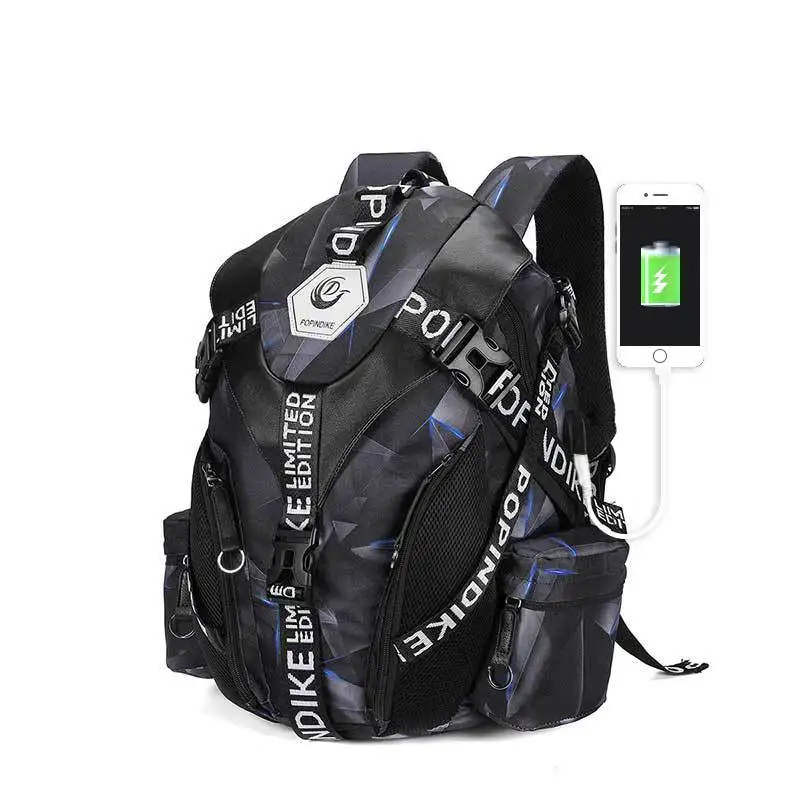 USB Charging Men Backpack New Waterproof Schoolbag For Middle School Students Casual Print Travel Bag Laptop Rucksack