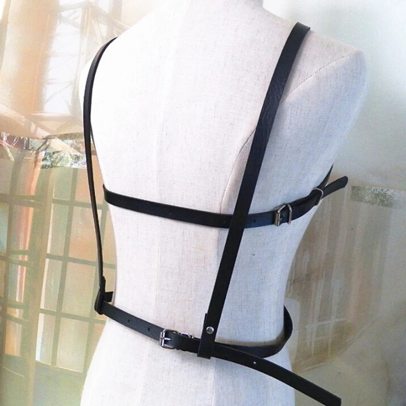 Woman Pentagram Punk Style PU Leather Belts Sexy Lingerie Body Bondage Caged Bralette Gothic Bra Garters 5 Styles