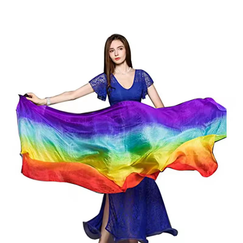Belly dance Scarf Silk Veils Belly Dance veil Shawls Women Light Hand Thrown Scarf Shawl Gradient Silk Veil Dance Performance - Image 3