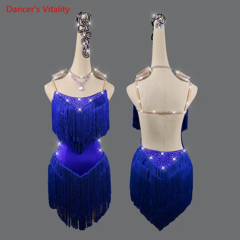 Verkauf Latin Kleider Für Frauen Latin Dance Rock Tango Salsa Gogo Dance Kostüm Party Dancer Singer Fringe Quaste Rot Kleid