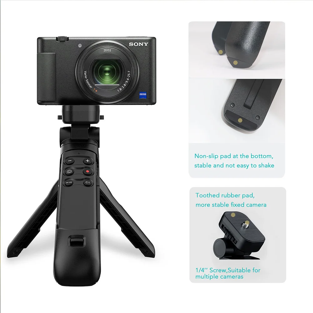 Wireless Bluetooth Mini Grip Tripod Remote Control for Sony FX3 A7RV A7IV ZV-E10; Canon R7 R10 R6II Nikon Z6II Z7II Z30 Cameras;