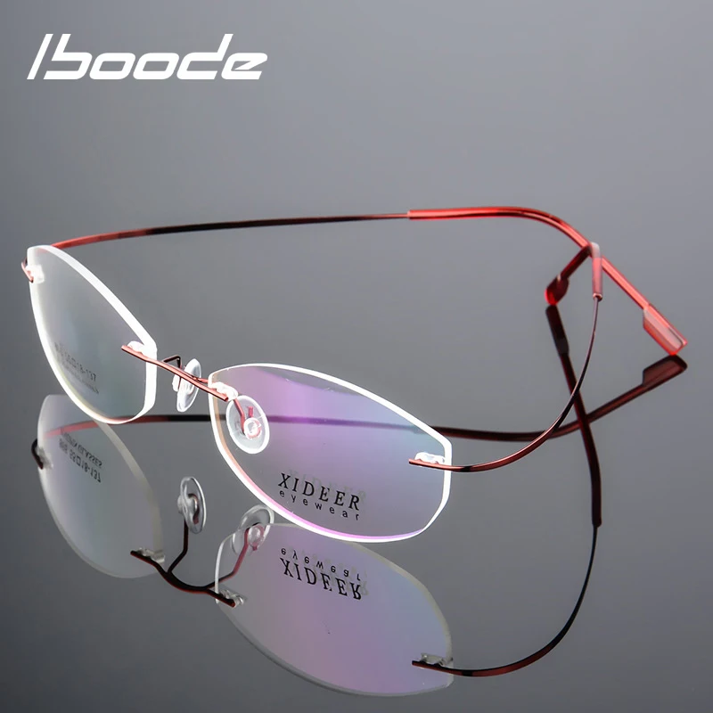 iboode Frameless Titanium alloy Spectacle Frame Men Women Retro Optical Myopia Eyewear Frame Brand Designer Super light Glasses