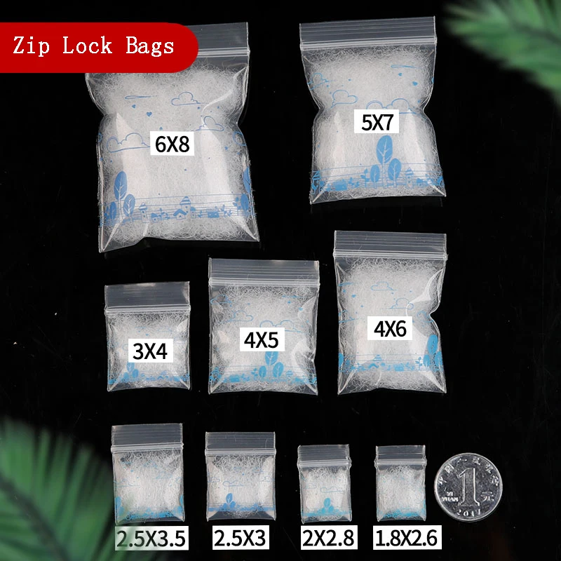 Small Cute Blue Cloud Tree Plastic Zipper Bag, Ziplock Pill Packaging Pouches, Mini Zip Lock Bags