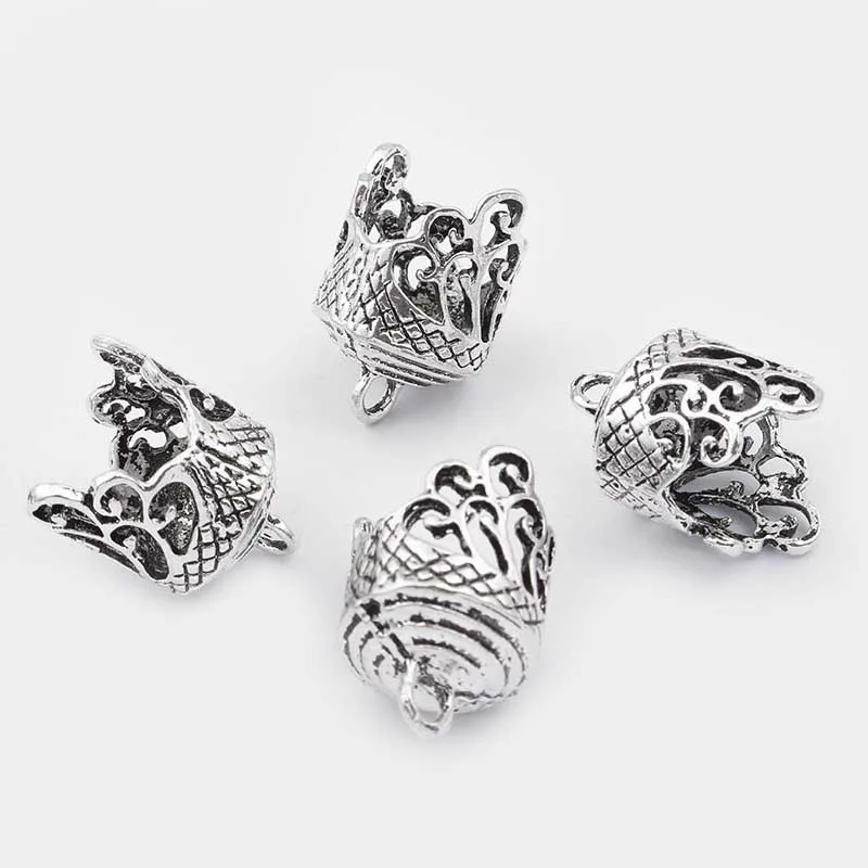 10 sztuk/partia antyczne srebro kolor Charms czapka z frędzlami pomponem zaślepki koralik do biżuterii czapka z frędzlami ręcznie robiona biżuteria znalezienie