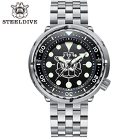 STEELDIVE Official SD1975P Black Ceramic Bezel 30ATM 300m Waterproof 47.5mm Stainless Steel Case Tuna Mens Automatic Dive Watch