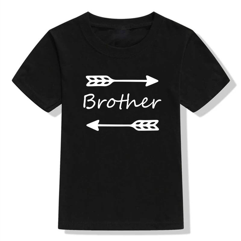 Tshirt Summer arrow brother sister girls boy Funny Tee Tops Clothing Short Cotton Shirts Kawaii Child Baby Short Sleeve Tee Tops