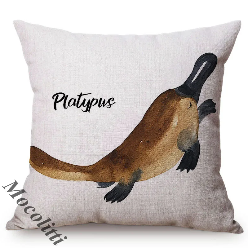 Australian Animals Watercolor Printed Cushion Cover Art Decorative Cute Pillow For Chair Pillowcase Car Seat Accessories Cushion