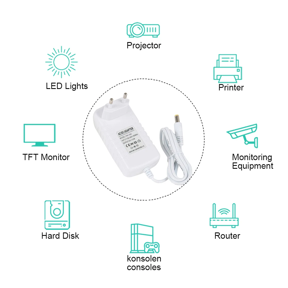 AC DC 12V Power Supply Adapter 2A 3A 5mm 220V To 12V Converter Use for Strip light White EU Plug Power Supply Adapter LED Driver