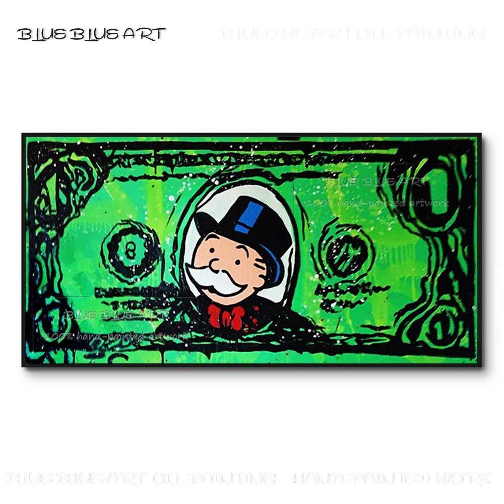 Artist Design Pop Painting Graffiti Rich Man on Cash Oil Painting on Canvas Graffiti Style Special Cash Rich Man Oil Painting