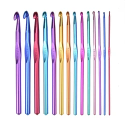 1PC 14 sizes 2 mm - 10 mm Mixed Metal Crochet Hook for Loom Tool Band DIY Multicolour Aluminum Crochet Hook Knit Needles