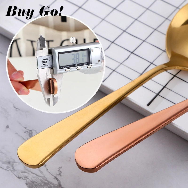 1PC Round Shape Stainless Steel Ice Cream Party Dessert Spoon Teaspoon Gold Tea Coffee Fashion Cold Drink Kids Spoon Tableware