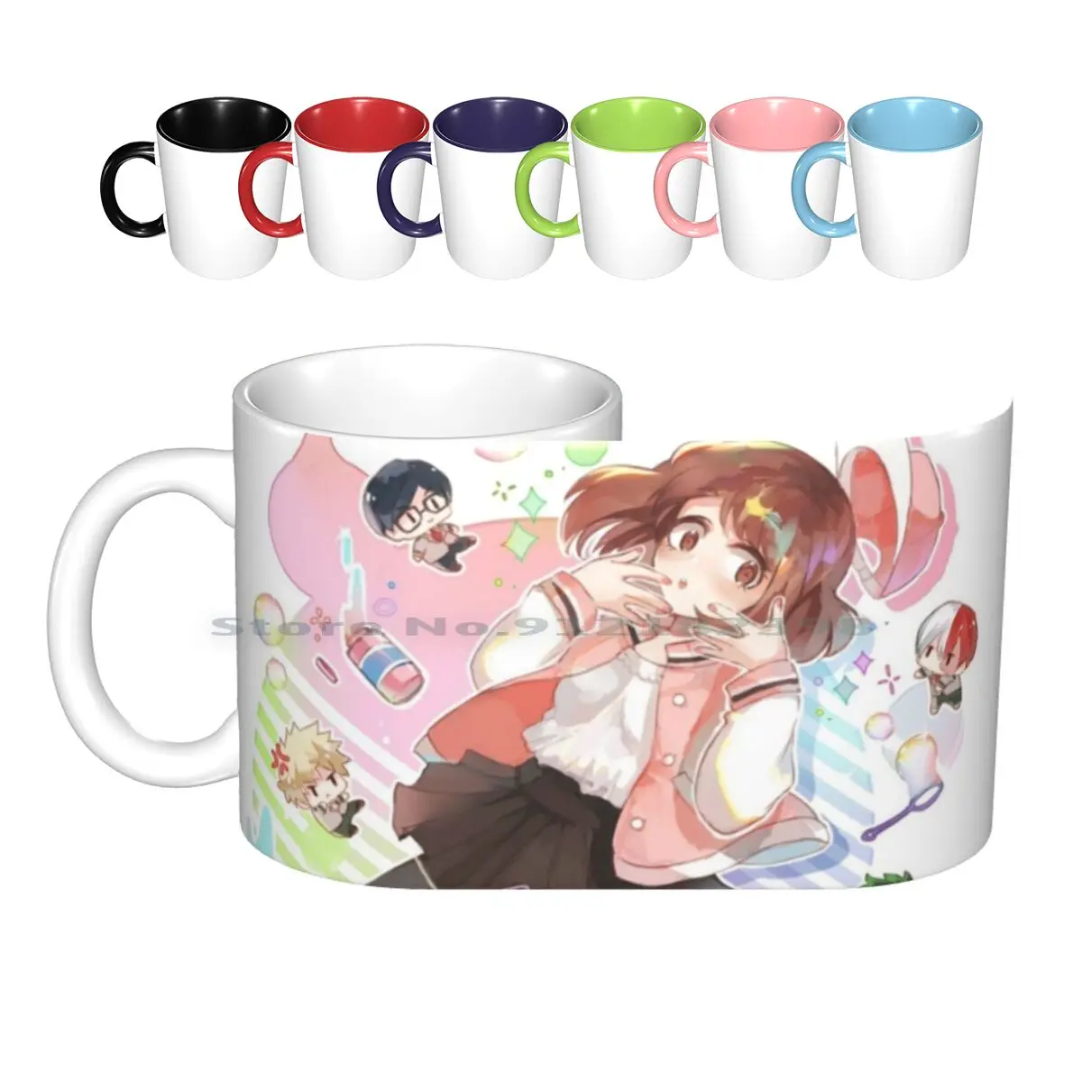 Uraraka Ceramic Mugs Coffee Cups Milk Tea Mug Boku No Hero Academia Uraraka Ochako Deku Todoroki Iida Bakugou Creative Trending