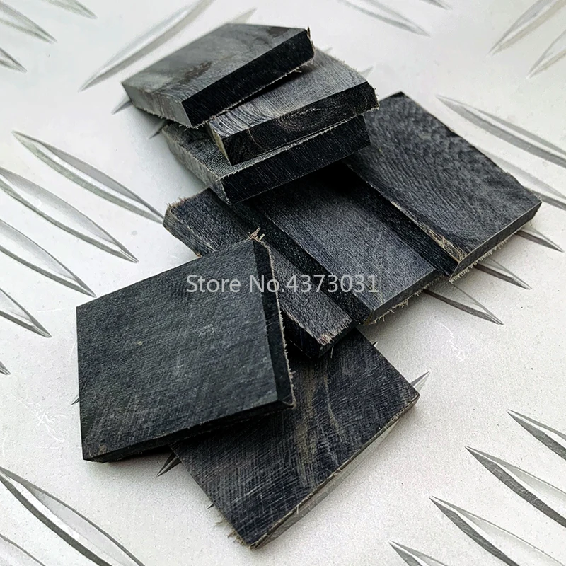 4pieces Black Buffalo Horn Handle Patch Scale Slab Folding Pocket Knife Handle Interval Patch DIY Material 35X25X5MM