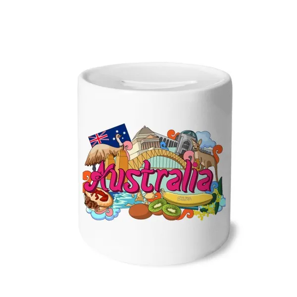 Kangaroo Harbour Bridge Australia Graffiti Money Box Saving Banks Ceramic Coin Case Kids Adults