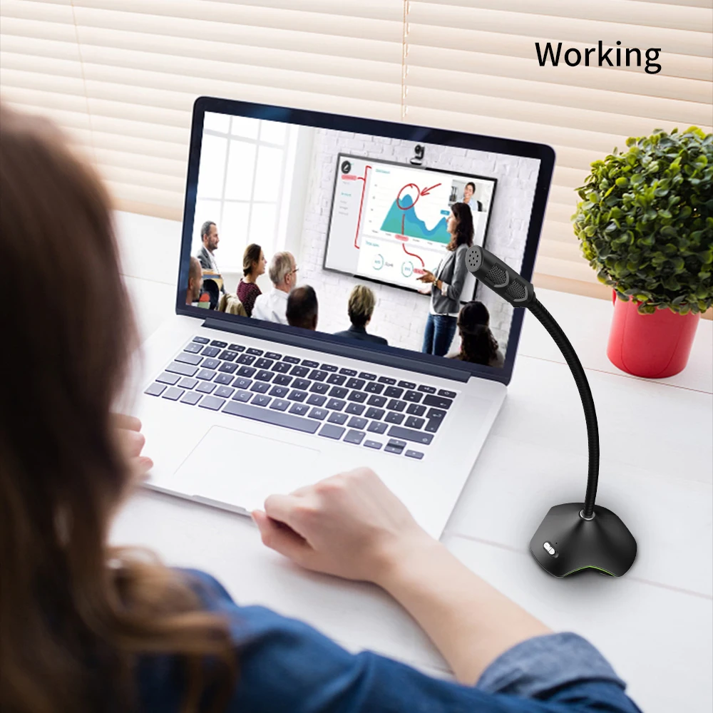 PopuPine Computer Microphone 360° Adjust Studio Speech Microphone Gaming Chatting USB Microphone Desktop PC Laptop