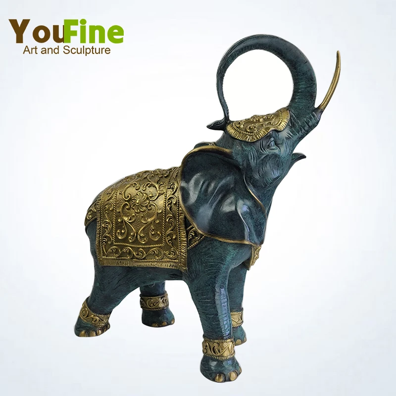 

Bronze Elephant Statue Lucky Wild Animal Sculpture Fengshui Bronze Elephant Figurine Modern Art Gorgeous Home Office Table Decor