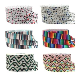 5Y Colorful Stripe Dot Print Chevron Fold over Elastic Band Sewing Tape Handmade Crafts Accessory DIY Baby Headband Hair Ties