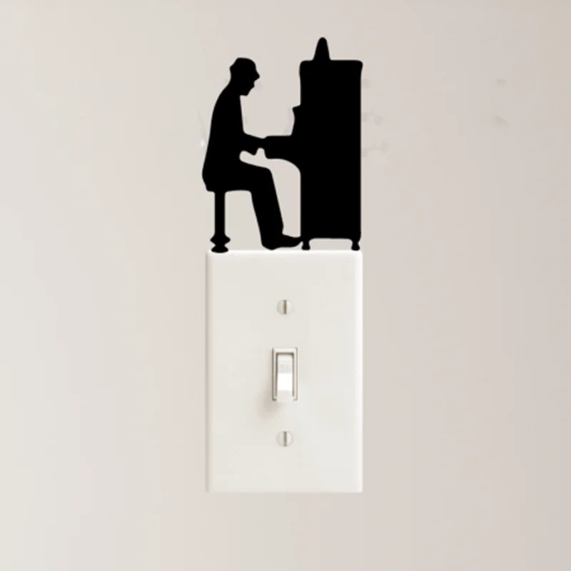 Piano Music Decal Vinyl Sticker Man Instrument Light Switch  Classic Home Decor  Car Windows Laptop Sticker