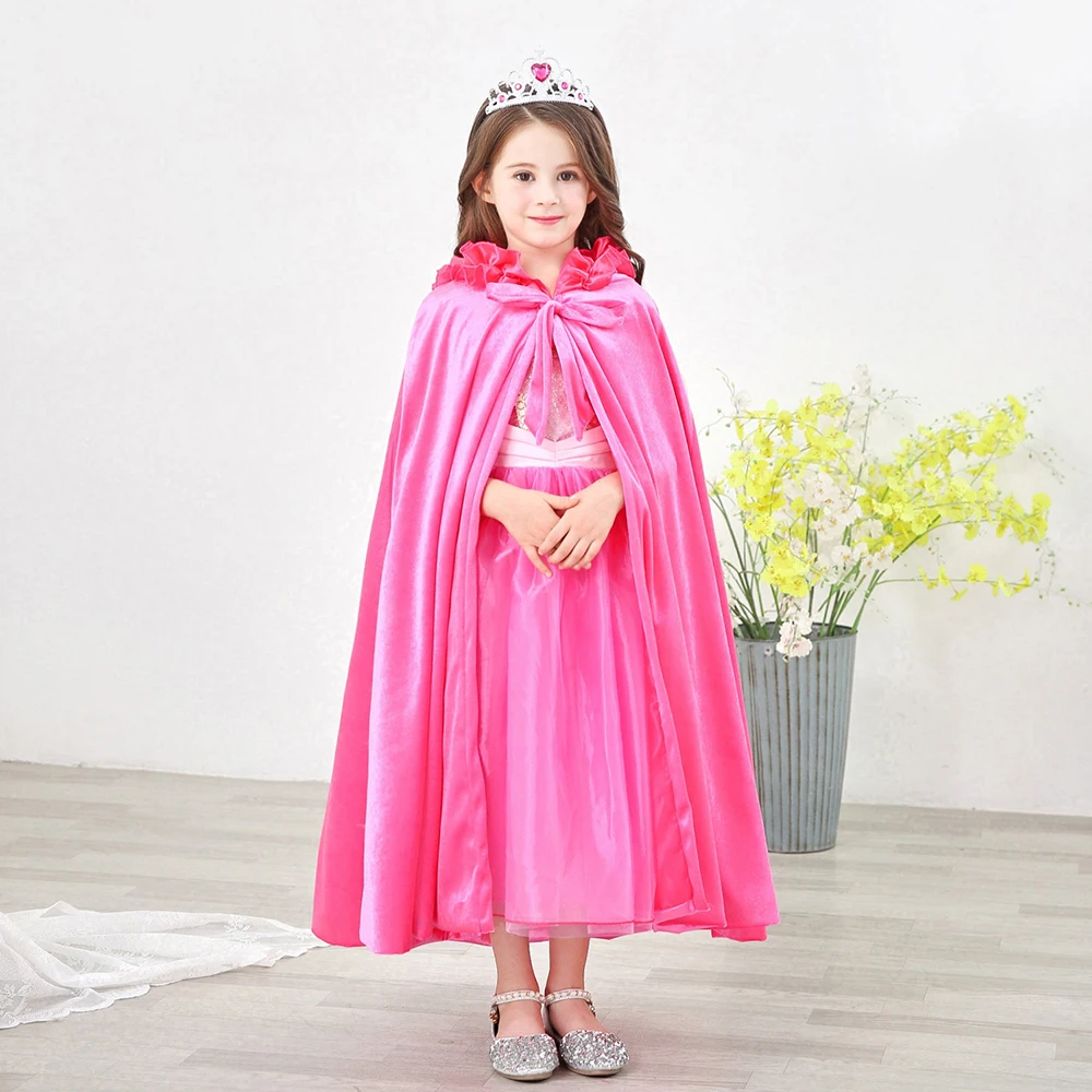 Christmas Little Princess Cloak For Girls Fancy Fairy Cape Cute Hooded Long Shawl Halloween Costume Birthday Party Kids Clothes