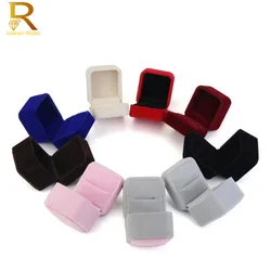 Wholesale High Quality Velvet Jewelry Display Box Earrings Ring Boxes Foldable Case For Wedding Ring Packaging Gift Box