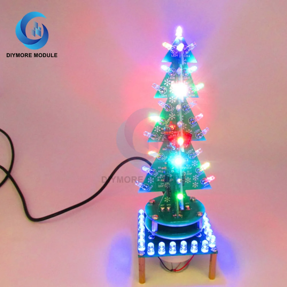 Rotating Colorful Music Christmas Tree LED Water Lamp Light Electronic DIY Kit Decor Christmas Gift+Breathing Light Parts