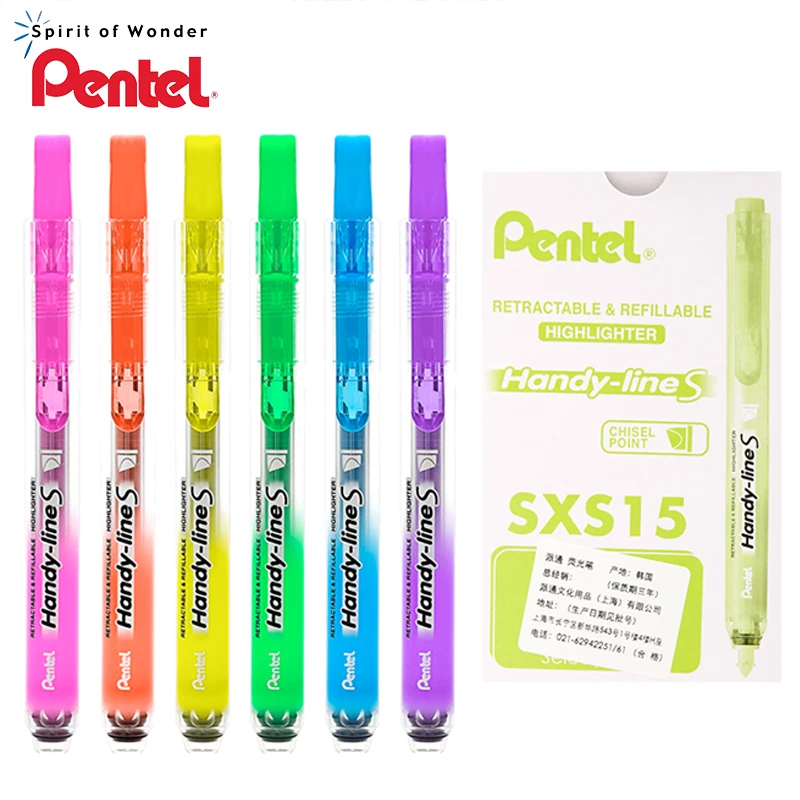 1pcs Pentel SXS15 LifeMaster Pentel Handy Line S Highligter Marker Retractable Refillable