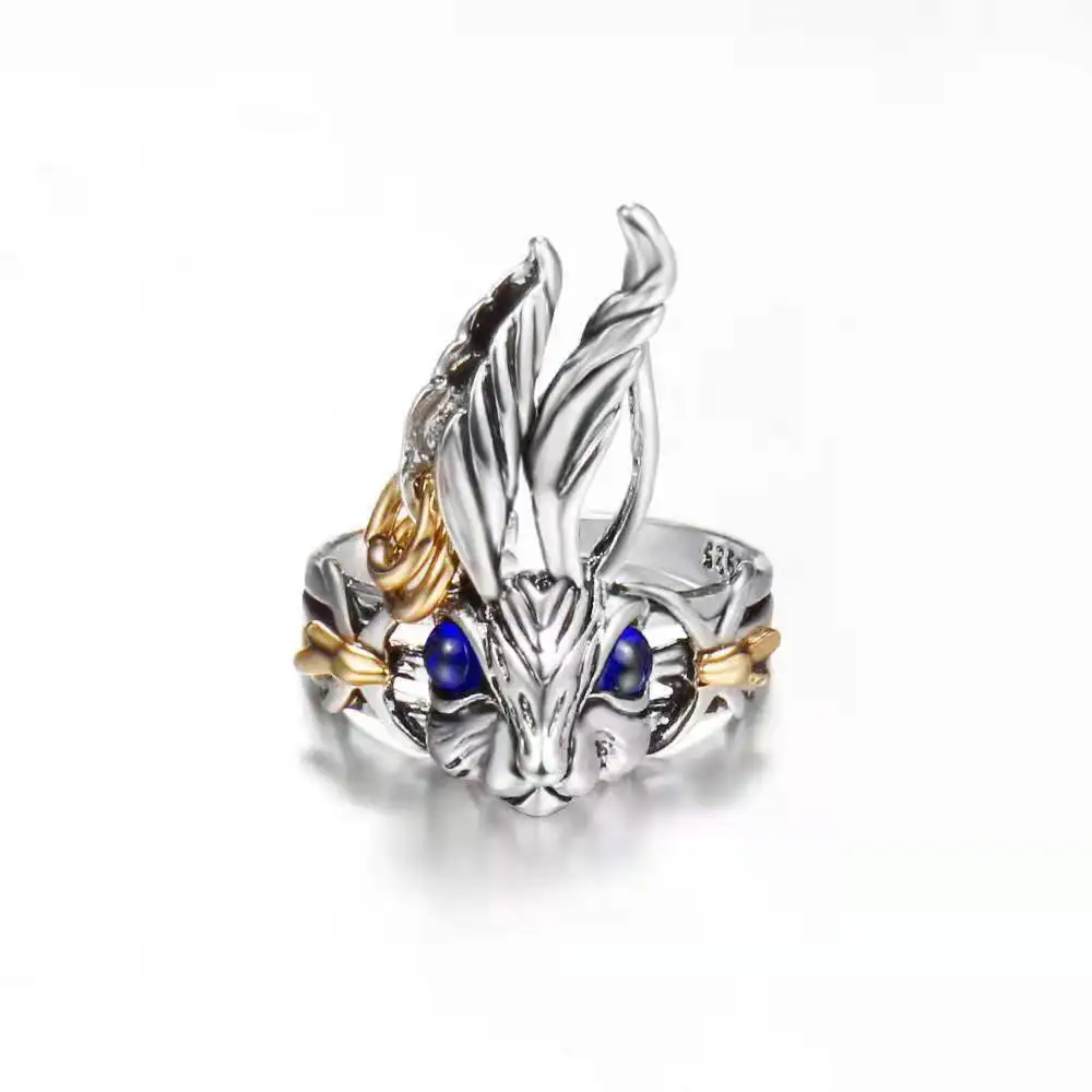 Retro Fashion Crystal Eye Rabbit Ring Big Ear Red Eye White Rabbit Ring Charm Women Cocktail Party Scripture Women Jewelry