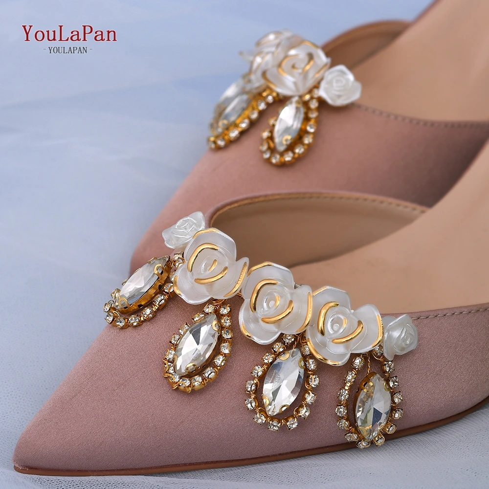 YouLaPan-hebilla para zapatos de novia para mujer, Clips decorativos brillantes con diamantes de imitación, hebilla con dijes, Clips para zapatos de Ojos de caballo, X29, 2 unidades por lote