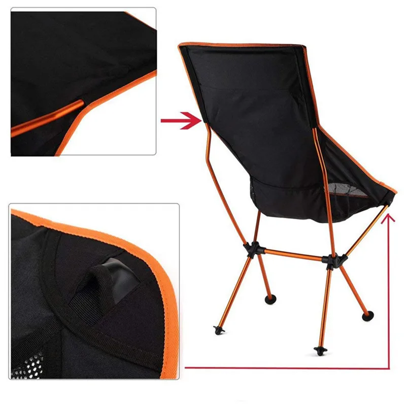 Outdoor Portable Camping Folding Chair Long Backrest Beach Fishing Chair