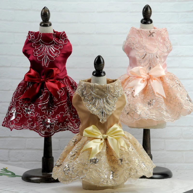 Summer Pet Clothes Dot Dog Dress For Dogs Skirt Summer Princess Dog Wedding Dresses York Clothes For Dogs Skirts Pet Cats Dress