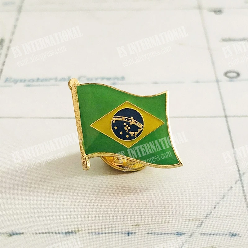 Flaga narodowa brazylii kryształ epoksydowy metal emalia odznaka broszka kolekcja pamiątkowe prezenty przypinki na klapę akcesoria rozmiar 1.6*1.9cm