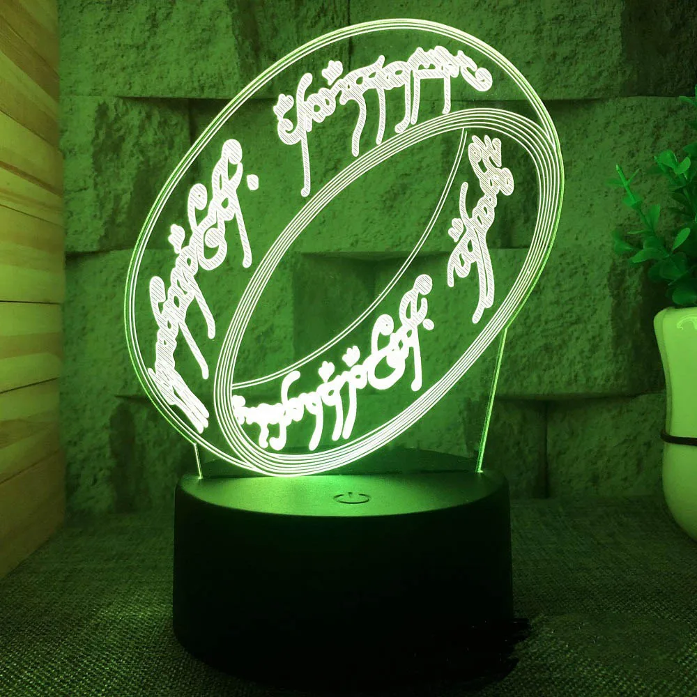 3D night light magic ring ring bedroom creative gift table lamp USB new strange bedside led small table lamp