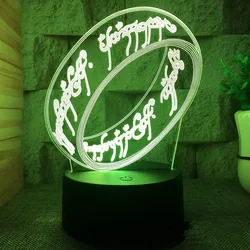 3D night light magic ring ring bedroom creative gift table lamp USB new strange bedside led small table lamp