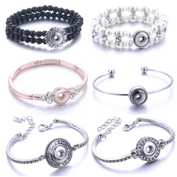 High Quality Snap Jewelry 12mm Snap Button Beaded Bracelet for Women Men Fit Snap Button Jewelry Button Bracelet Bangle