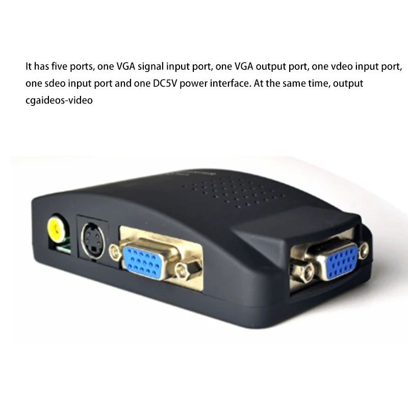 Retail AV to VGA Adapter RCA VGA Converter PC RCA Composite S-Video AV Input to PC VGA LCD Output Converter Switch Box