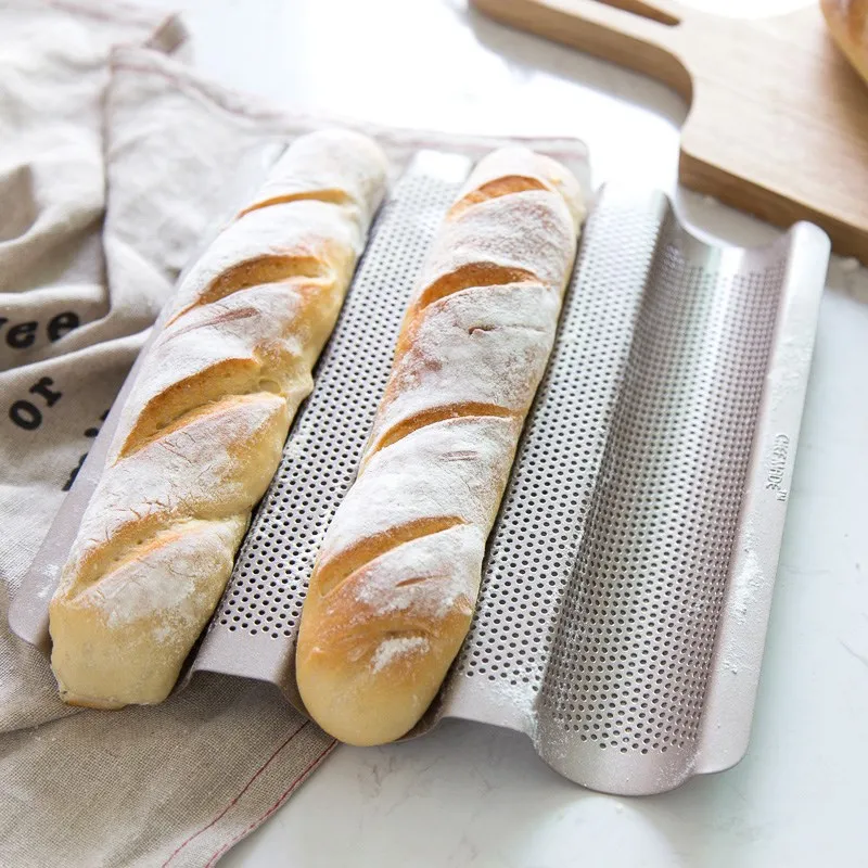 

Chefmade 3-slot Non-stick French Baguette Rack Baking Pan Heavy Steel Champagne Golden Bread Grill Mould Baking Tools