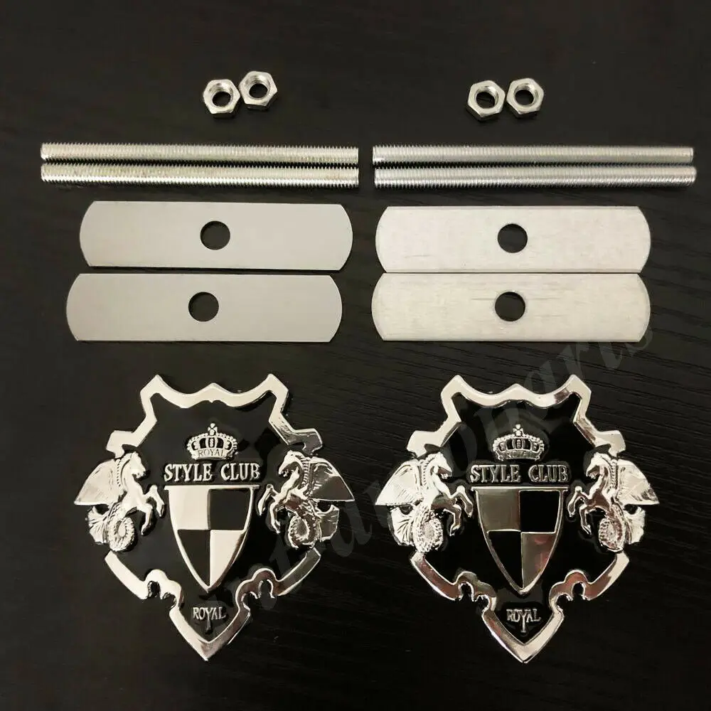 

2x Metal Chrome Royal Style Club VIP Shield Car Auto Front Grille Emblem Badge