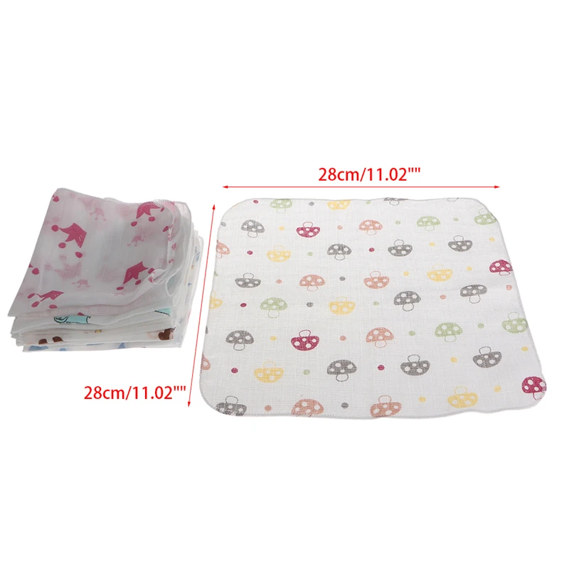 10pcs Baby Infant Towel 28*28cm Muslin Towel Handkerchiefs Two Layers Wipe Towel