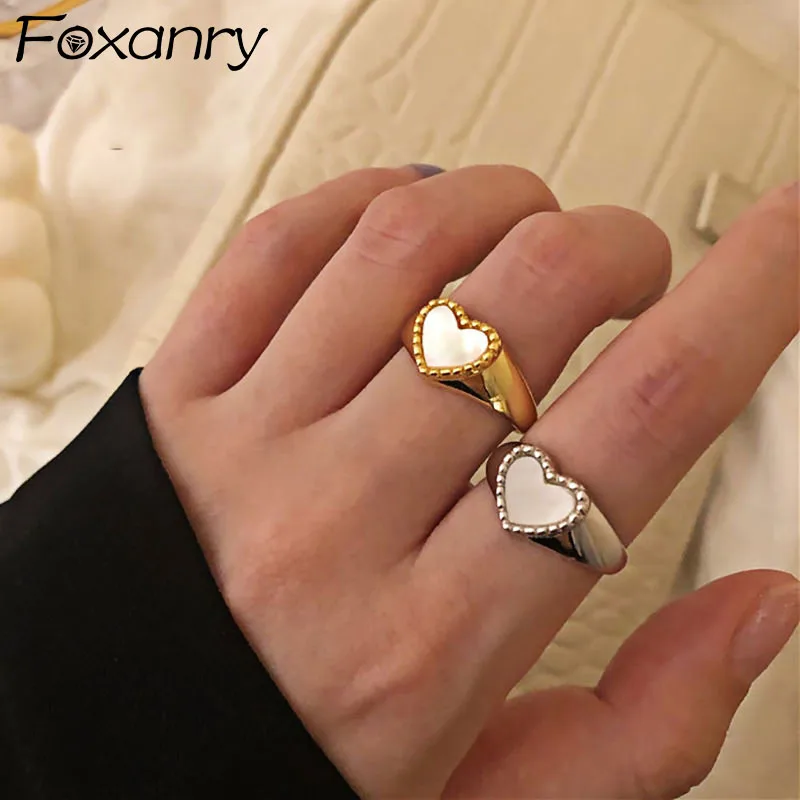 Evimi 925 Silver Color LOVE Heart Rings Fine Jewelry France Vintage Sweet Elegant Wedding Party Accessories Gifts For Women