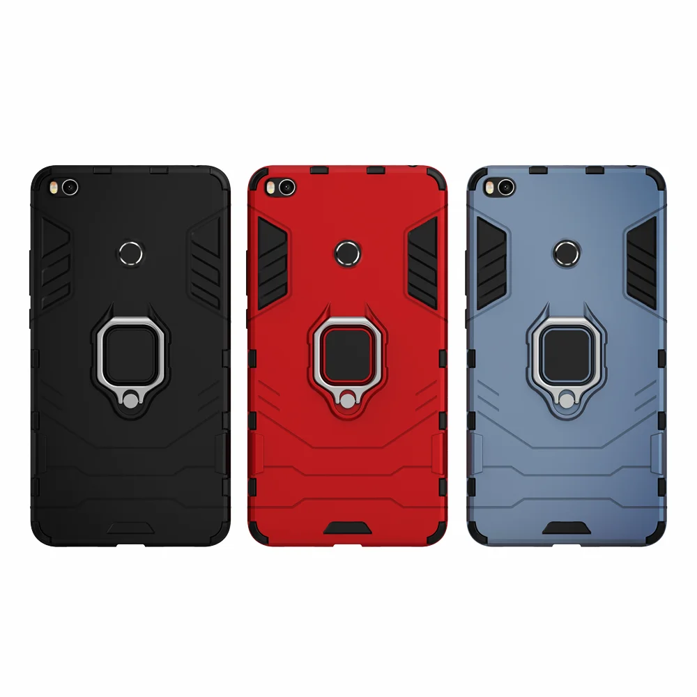 Shockproof Armor Case for Xiaomi Mi Max 2 Case Ring Holder Stand Phone Back Cover for Xiomi Mi 8 8 lite  Max3 Funda Capa