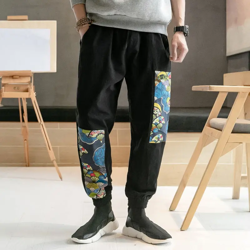 Pant M-6XL Men Chinese Style Cotton Linen Nine-point Streetwear Casual Board 2020 Autumn Large Size Casual Pant Harem Pants Male