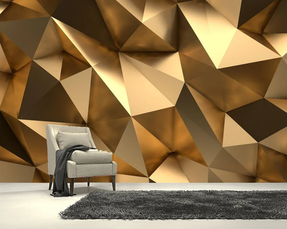

Papel de parede Golden yellow irregular triangle solid pattern 3d abstract geometric wallpaper,living room tv wall bedroom mural