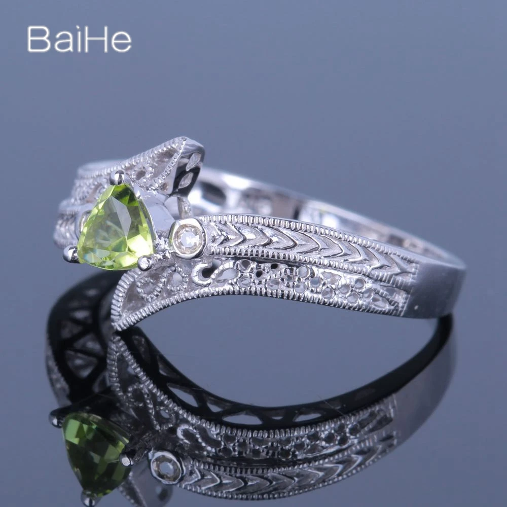 BAIHE Sterling Silver 925 Genuine Peridot Ring Wedding Women Trendy Fine Jewelry Кальцо Кальцa Anneau Каблучка Anillo טַבַּעַת