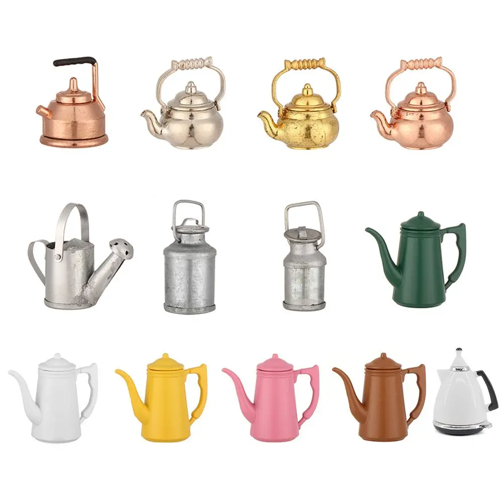 1/12 Dollhouse Miniature Accessories Kettle Simulation Furniture Tea Pot Kitchen Model Furniture Toys for Doll House Decoration