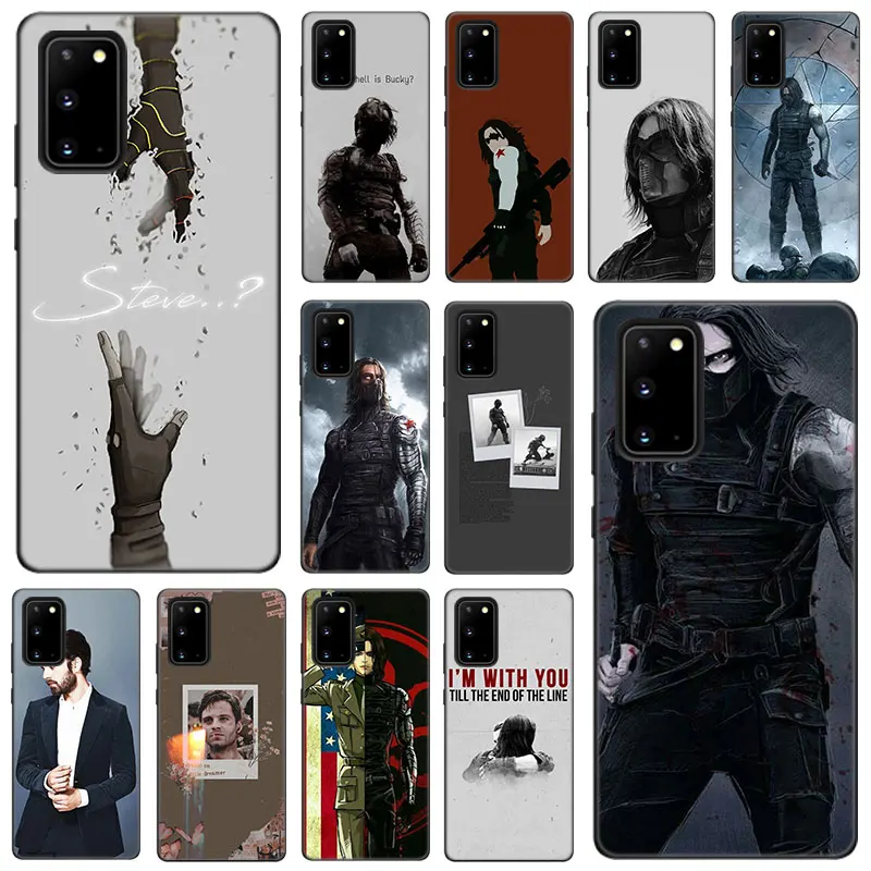 Bucky Barnes silikonowy futerał na telefon do Samsung Galaxy S22 Pro S21 S20 FE Ultra S10 Lite S8 S9 S10E S10 Plus miękki TPU czarny okładka