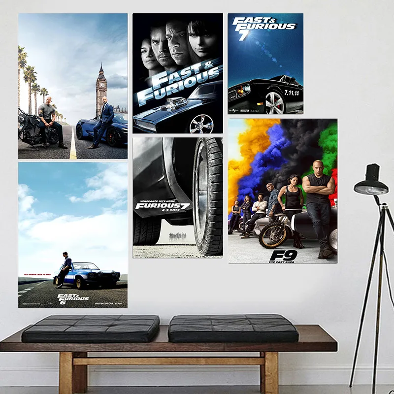 New Movie Poster Fast & Furious White Glossy Paper Poster Art Decor Painting Home Decor Poster Room Wall Decor 