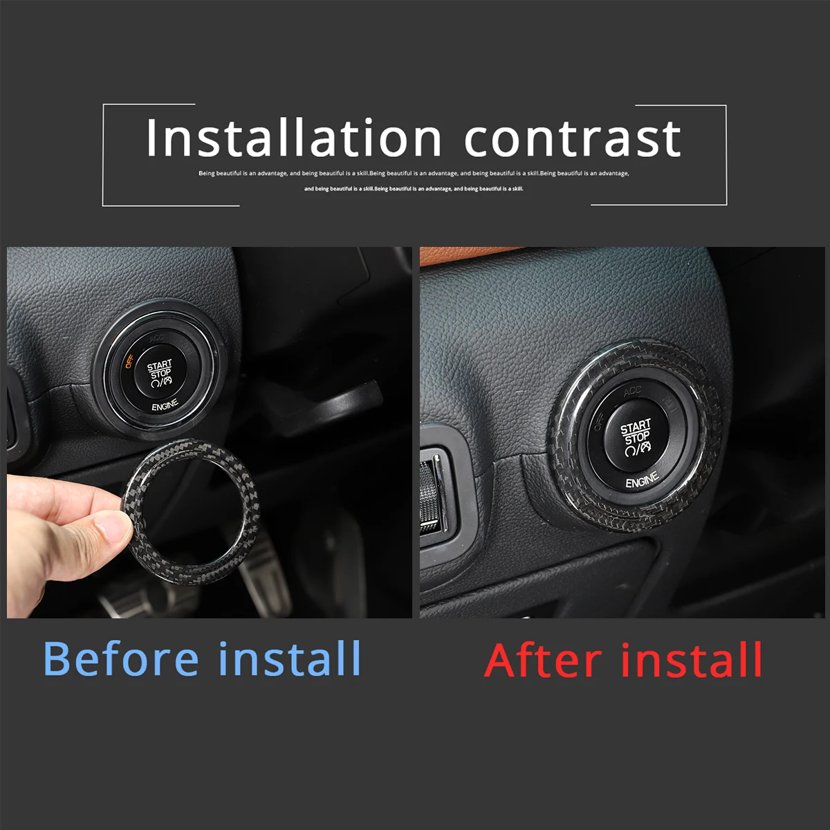 For Maserati Ghibli Quattroporte 14-22 Car One-button Start Button Decorative Protective Cover Real Carbon Fiber Car Accessories