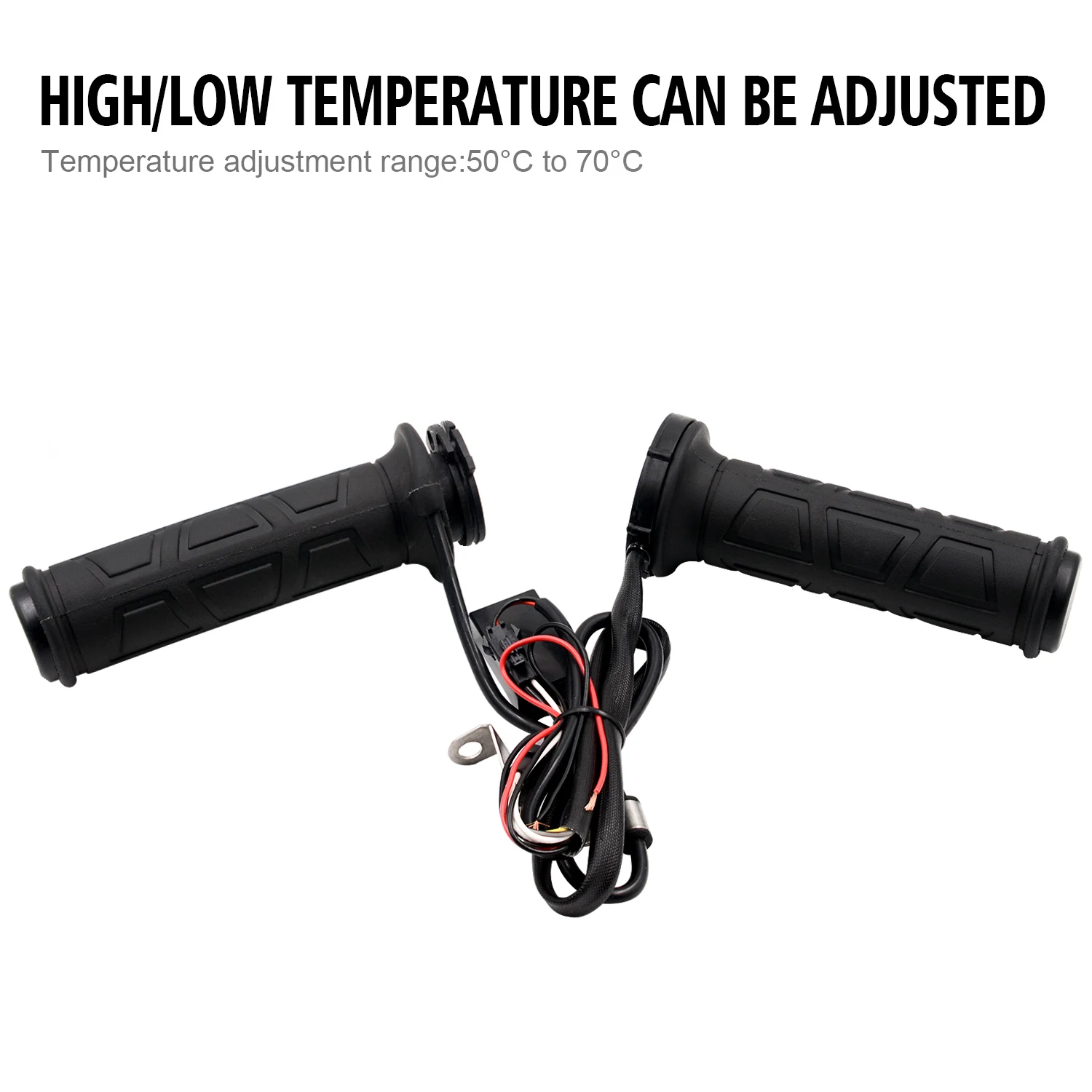 New Upgrade Adjustable Motorcycle Handlebar 22MM Electric Heated Handle Heating Grips Set Handlebar Warmer Grip Cover Black view 2